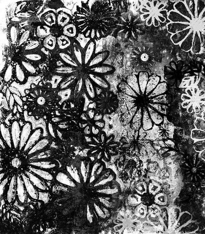 Dark Flower Impression Black Ornate Wood Framed Art Print with Double Matting by Haase, Andrea