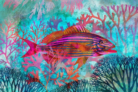 Underwater Paradise I Black Ornate Wood Framed Art Print with Double Matting by Haase, Andrea