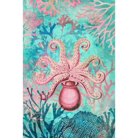 Octopus Paradise Gold Ornate Wood Framed Art Print with Double Matting by Haase, Andrea