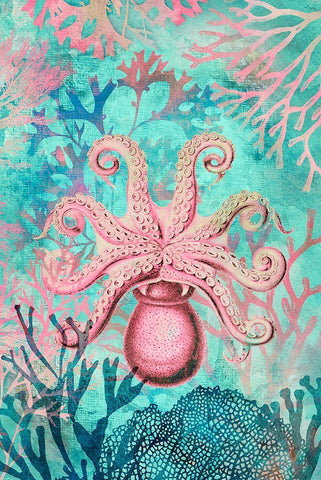 Octopus Paradise Black Ornate Wood Framed Art Print with Double Matting by Haase, Andrea