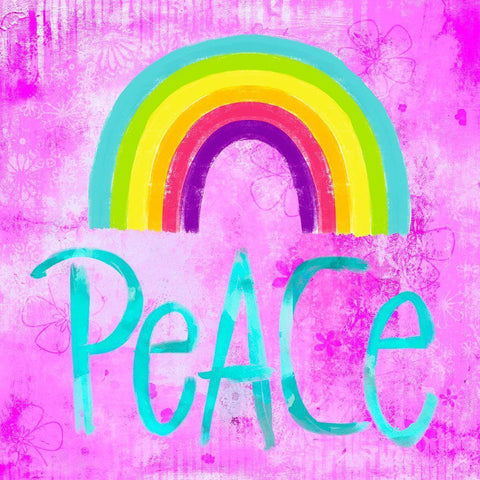 Peace Rainbow White Modern Wood Framed Art Print with Double Matting by Haase, Andrea