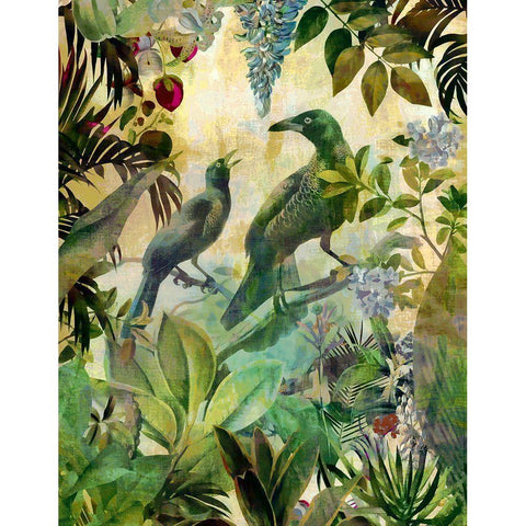 The Birds Hidden Paradise I Black Modern Wood Framed Art Print with Double Matting by Haase, Andrea
