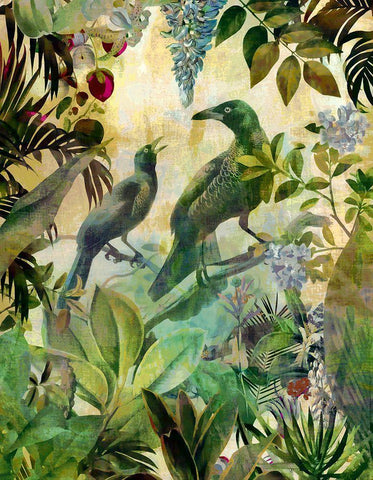 The Birds Hidden Paradise I White Modern Wood Framed Art Print with Double Matting by Haase, Andrea