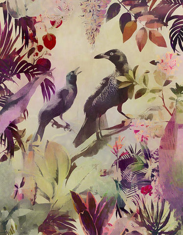 The Birds Hidden Paradise II Black Ornate Wood Framed Art Print with Double Matting by Haase, Andrea