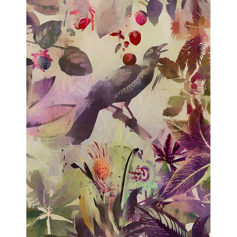 The Birds Green Garden II White Modern Wood Framed Art Print by Haase, Andrea