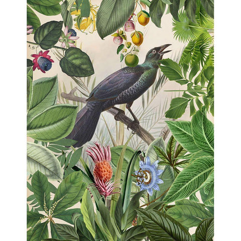 The Birds Green Garden III White Modern Wood Framed Art Print by Haase, Andrea