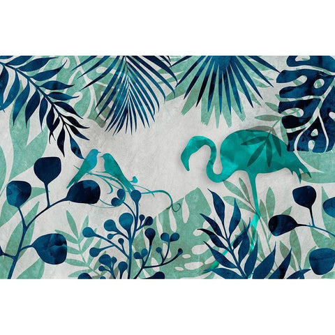 Flamingo Jungle II White Modern Wood Framed Art Print by Haase, Andrea