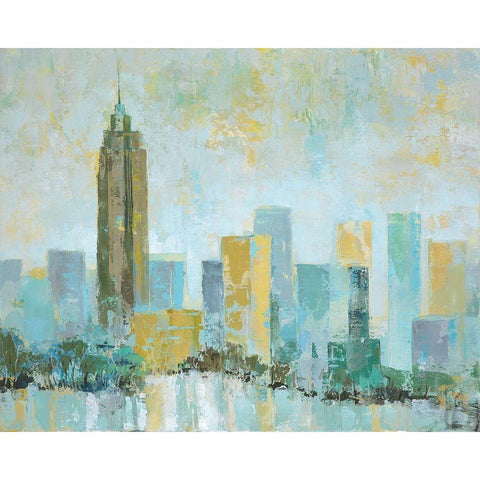 City View II Black Modern Wood Framed Art Print with Double Matting by Joy, Julie