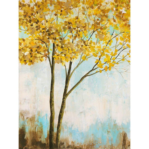 Leaves of Gold I White Modern Wood Framed Art Print by Joy, Julie