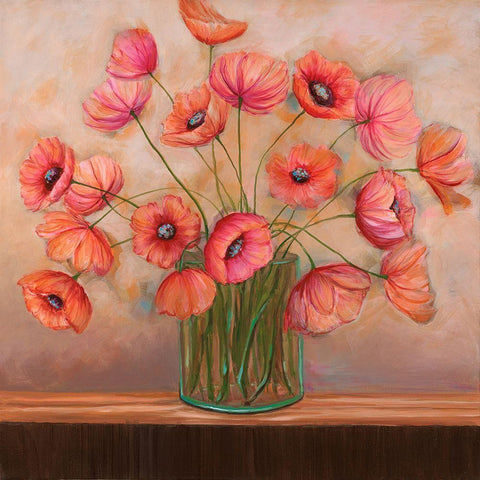 Pink Petals II Black Modern Wood Framed Art Print with Double Matting by Joy, Julie