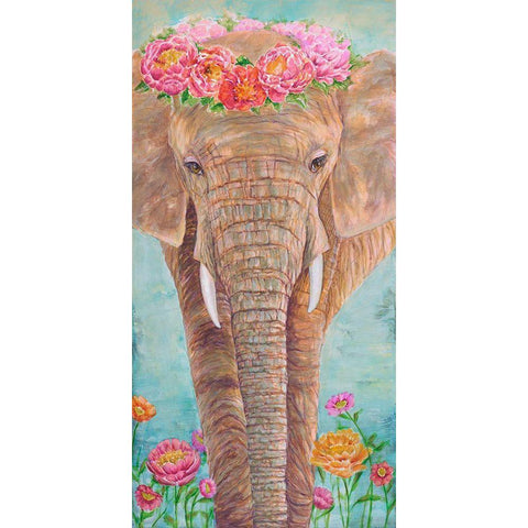 Zen Elephant White Modern Wood Framed Art Print by Joy, Julie