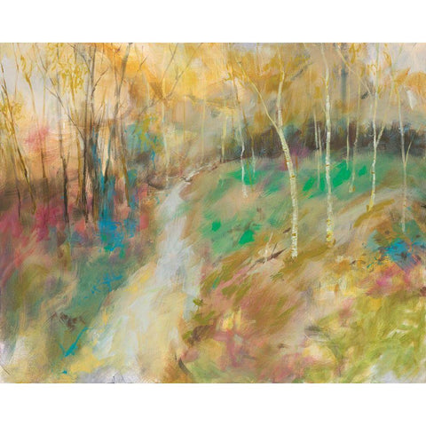 Wooded Pathway I Black Modern Wood Framed Art Print with Double Matting by Joy, Julie