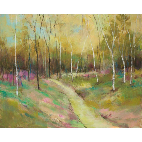 Wooded Pathway II Gold Ornate Wood Framed Art Print with Double Matting by Joy, Julie