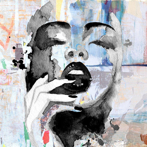 Paper Girl Black Ornate Wood Framed Art Print with Double Matting by Smith, Karen