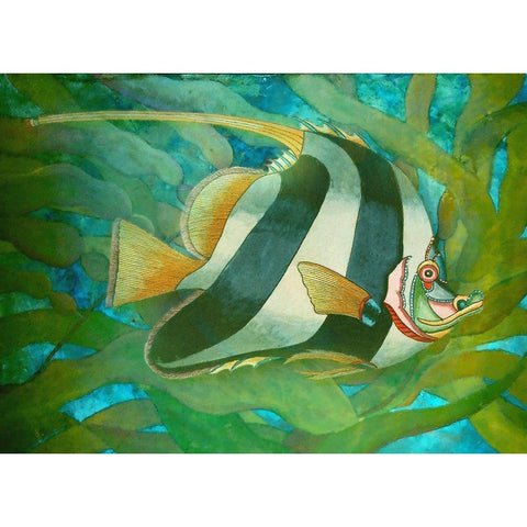 Seaweed Swimmer II Black Modern Wood Framed Art Print with Double Matting by Hunziker, Steve