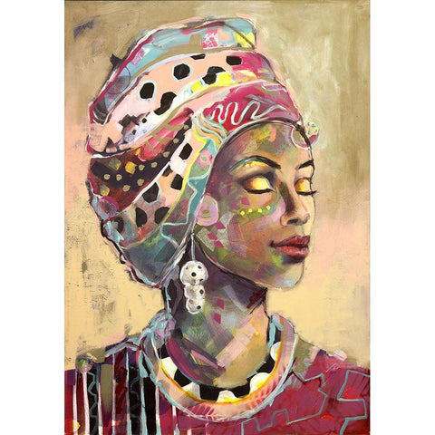 Headscarf Pink White Modern Wood Framed Art Print by Eaton, Winnie