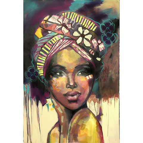 Headscarf Yellow White Modern Wood Framed Art Print by Eaton, Winnie