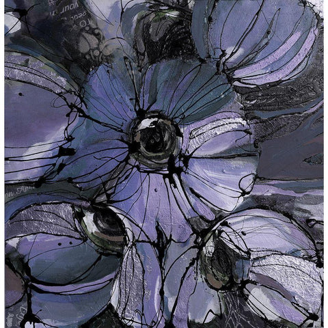 Purple Poppies I Black Modern Wood Framed Art Print with Double Matting by Eaton, Winnie