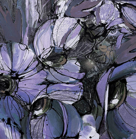 Purple Poppies II Black Ornate Wood Framed Art Print with Double Matting by Eaton, Winnie