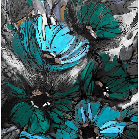 Blue Poppies II White Modern Wood Framed Art Print by Eaton, Winnie