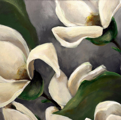 Magnolia I White Modern Wood Framed Art Print with Double Matting by Eaton, Winnie