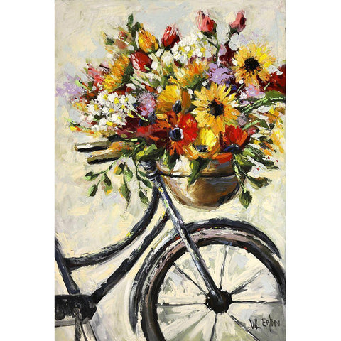 Flower Bicycle  White Modern Wood Framed Art Print by Eaton, Winnie