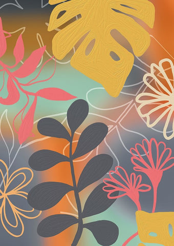 Botany Love White Modern Wood Framed Art Print with Double Matting by Haase, Andrea