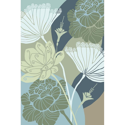 Art Deco Flowers I White Modern Wood Framed Art Print by Kouta, Flora