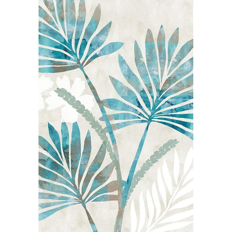 Ocean Blue Palms Black Modern Wood Framed Art Print with Double Matting by Kouta, Flora