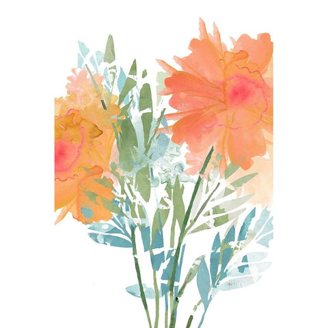 Orange Poppies I Black Modern Wood Framed Art Print with Double Matting by Kouta, Flora