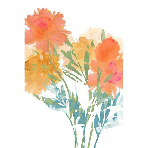 Orange Poppies II Gold Ornate Wood Framed Art Print with Double Matting by Kouta, Flora