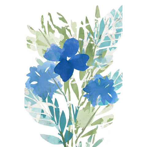 Blue Poppies II White Modern Wood Framed Art Print by Kouta, Flora