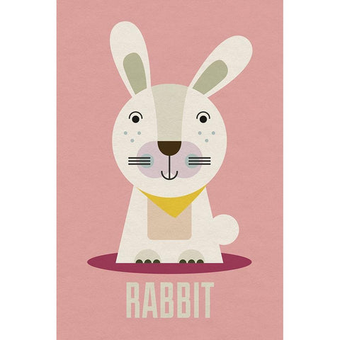 Rabbit Kids Nursery Black Modern Wood Framed Art Print with Double Matting by Williams, Gary