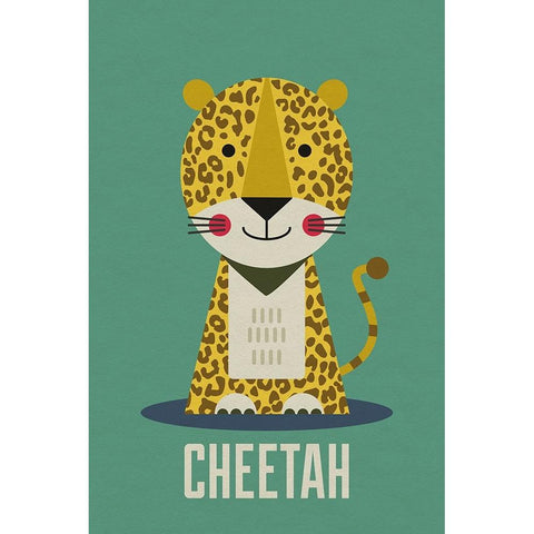 Cheetah Kids Nursery Black Modern Wood Framed Art Print with Double Matting by Williams, Gary