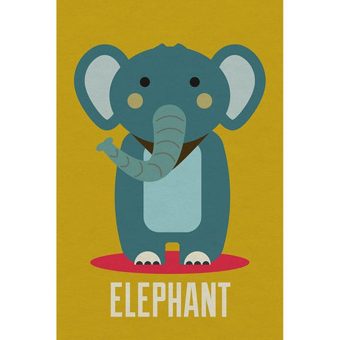 Elephant Kids Nursery Gold Ornate Wood Framed Art Print with Double Matting by Williams, Gary