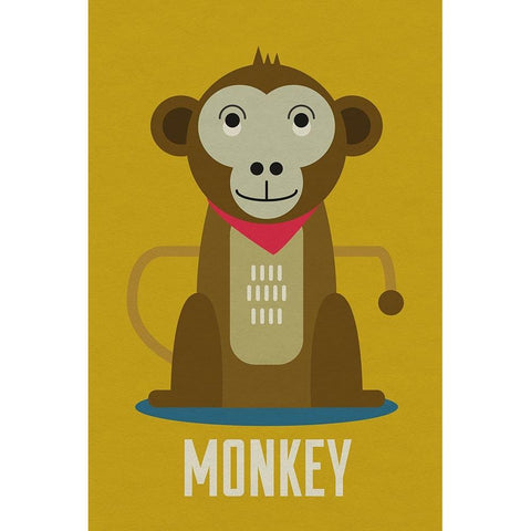 Monkey Kids Nursery Black Modern Wood Framed Art Print with Double Matting by Williams, Gary