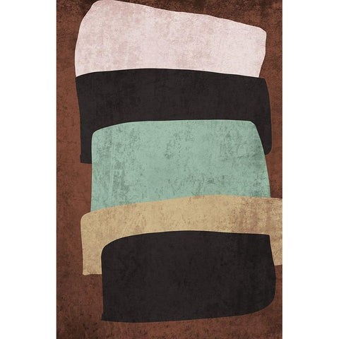 Mid Century Modern Art Abstract Shapes I Black Modern Wood Framed Art Print with Double Matting by Orlov, Irena