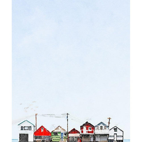 Rooftops White Modern Wood Framed Art Print by Curinga, Kim