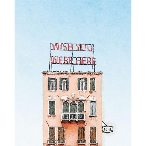 Wish You Were Here Hotel Gold Ornate Wood Framed Art Print with Double Matting by Curinga, Kim