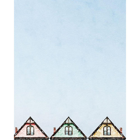 Rooftop Trio White Modern Wood Framed Art Print by Curinga, Kim