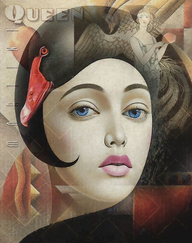 Retro Flair II Black Ornate Wood Framed Art Print with Double Matting by Hunziker, Steve