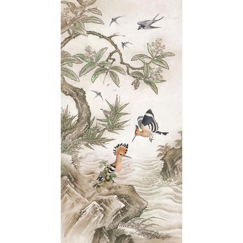 Chinoiserie II Black Modern Wood Framed Art Print with Double Matting by Hunziker, Steve