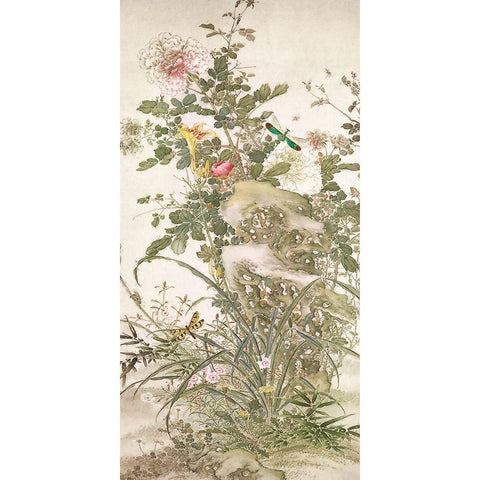 Chinoiserie VI Black Modern Wood Framed Art Print with Double Matting by Hunziker, Steve