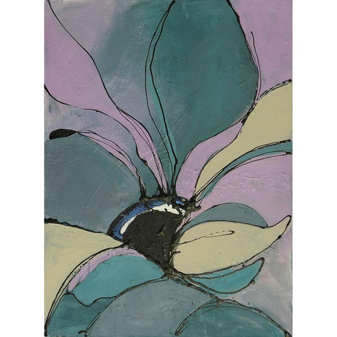 Pastel Flowers I Black Modern Wood Framed Art Print with Double Matting by Eaton, Winnie