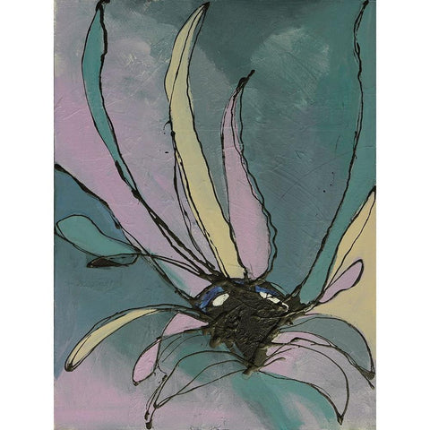 Pastel Flowers II Black Modern Wood Framed Art Print with Double Matting by Eaton, Winnie