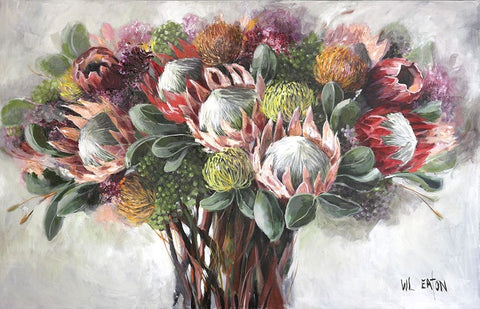 Proteas White Modern Wood Framed Art Print with Double Matting by Eaton, Winnie