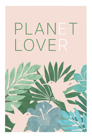 Love Our Planet I Black Modern Wood Framed Art Print by Kouta, Flora