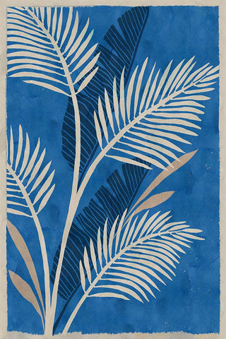 Cobalt Blue Palms White Modern Wood Framed Art Print with Double Matting by Kouta, Flora