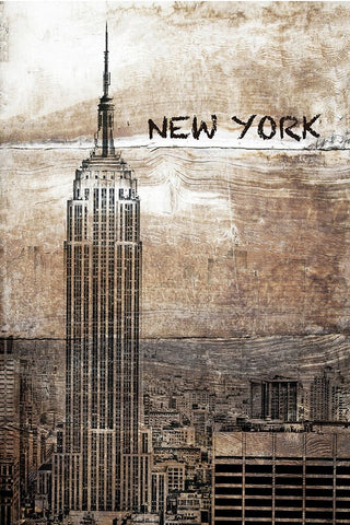 New York White Modern Wood Framed Art Print with Double Matting by Orlov, Irena