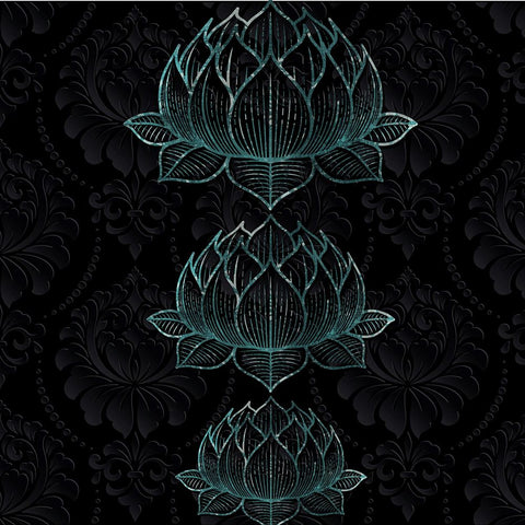 Lotus Flo I Black Modern Wood Framed Art Print by Smith, Karen